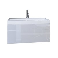 Ensemble meubles de salle de bain collection RAVEN, coloris blanc mat et brillant, avec vasque 60cm et une colonne
