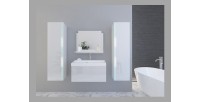 Ensemble meubles de salle de bain collection BIRD, coloris blanc mat et brillant avec deux colonnes