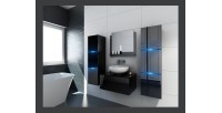 Ensemble meubles de salle de bain collection OWL, coloris noir mat et brillant avec deux colonnes sans vasque