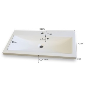 Ensemble meubles de salle de bain blanc collection OWL. 2 Colonnes, meuble sous vasque, vasque 80cm, miroir, siphon et leds.