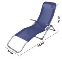 Chaise longue / bain de soleil coloris Bleu marine 185x95x61cm