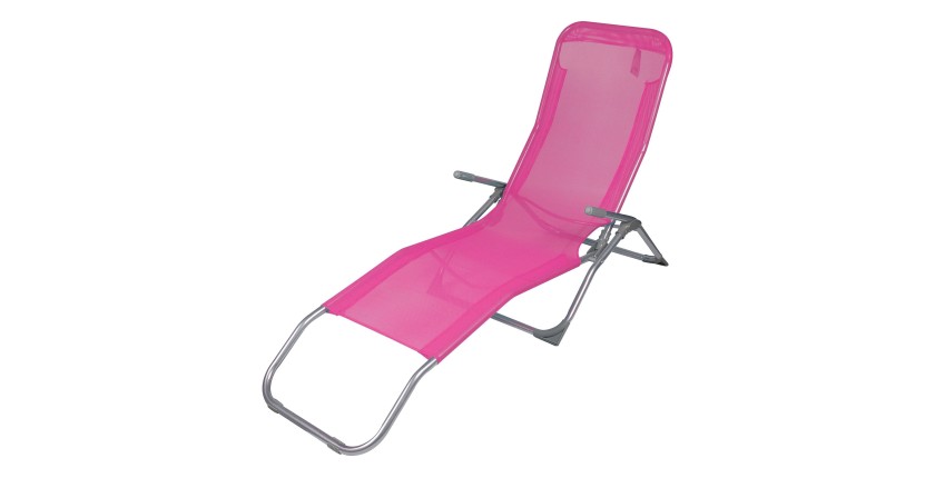 Chaise longue / bain de soleil coloris Rose 185x95x61cm