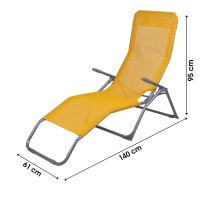 Chaise longue / bain de soleil coloris Jaune moutarde 185x95x61cm