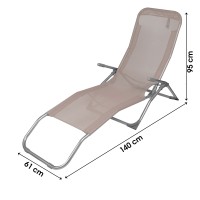 Chaise longue / bain de soleil coloris Taupe 185x95x61cm