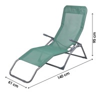 Chaise longue / bain de soleil coloris Vert 185x95x61cm