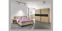 Armoire 250cm pour chambre à coucher avec 2 portes coulissantes collection MORGANE coloris chêne doré