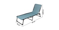 Chaise longue / bain de soleil coloris Bleu gris 190x85x55cm