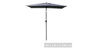 Parasol inclinable gris anthracite, dimension 135x210cm