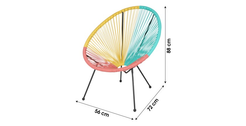 Fauteuil de jardin rond en résine coloris multicolore, dimension 95x83x73cm