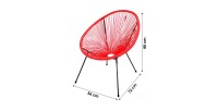 Fauteuil de jardin rond en résine coloris rouge, dimension 95x83x73cm