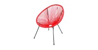 Fauteuil de jardin rond en résine coloris rouge, dimension 95x83x73cm