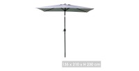 Parasol inclinable gris clair, dimension 135x210cm