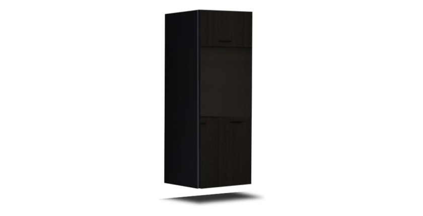 Ensemble de meubles de salon noir suspendus collection CEPTO 256cm, 8 portes, 8 étagères, leds, modulables.