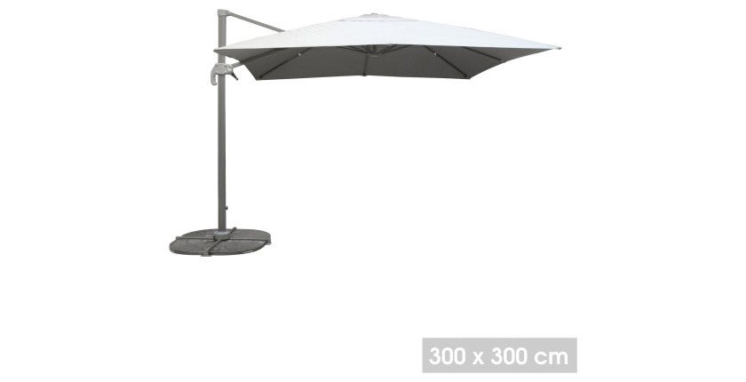 Parasol décentré carré gris clair 300x300cm