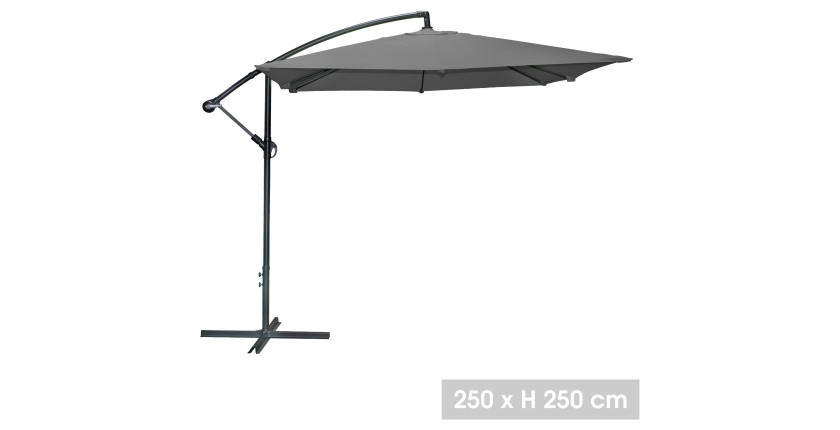 Parasol déporté carré gris anthracite 250x250cm
