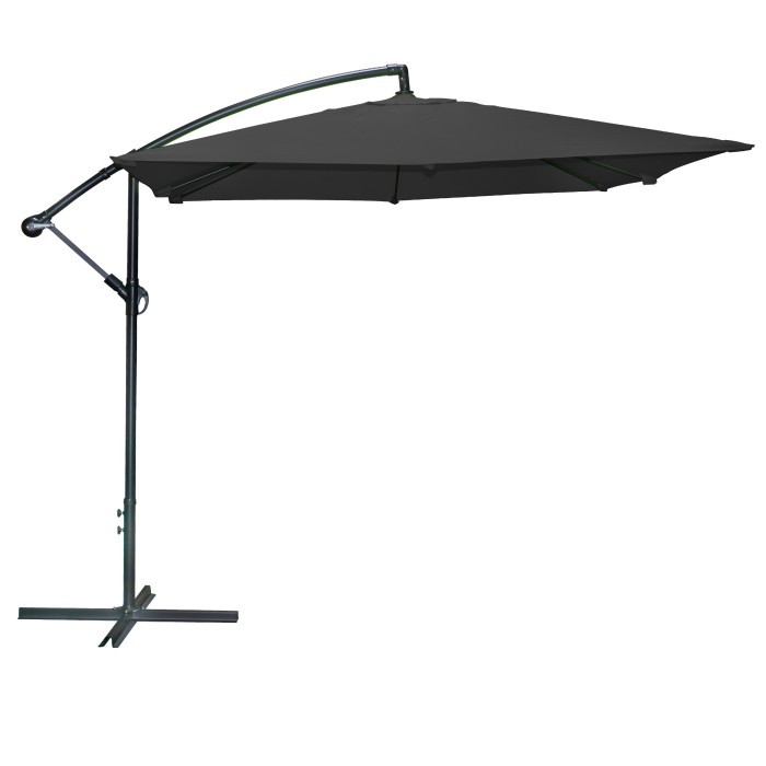 Parasol déporté carré noir 250x250cm