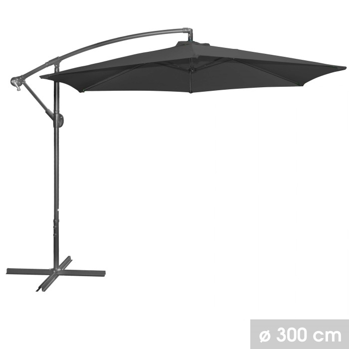 Parasol déporté rond noir –...