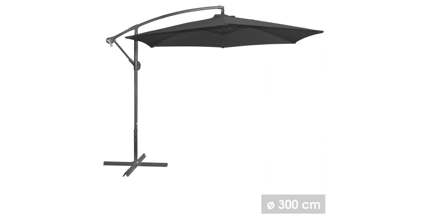 Parasol déporté rond noir – Diamètre 300 cm