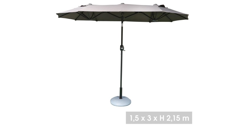 Grand parasol double gris anthracite dimension 150x300cm