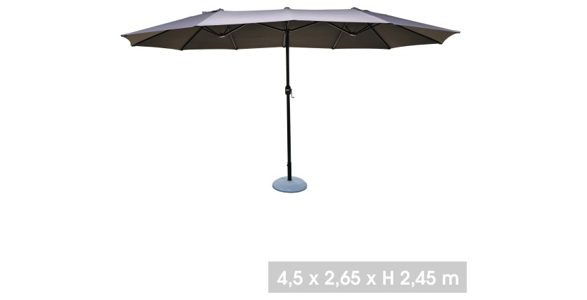 Grand parasol double gris anthracite dimension 264x446cm