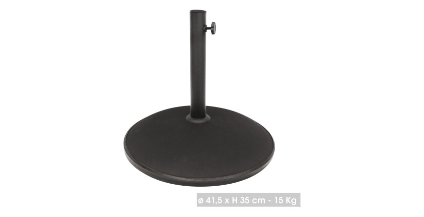 Pied de parasol en ciment noir 15KG dimension 42x35cm diamètre intérieur 30/35/38mm