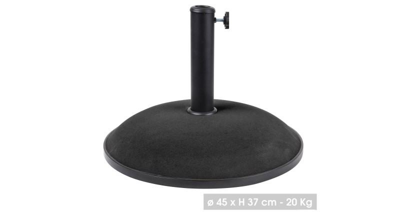 Pied de parasol en ciment gris foncé 20KG dimension 45x37cm diamètre intérieur 35/38/48mm