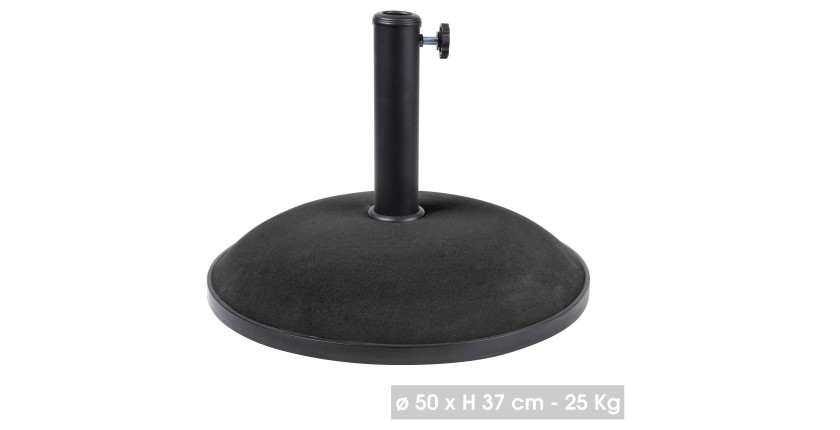 Pied de parasol en ciment gris foncé 25KG dimension 50x37cm diamètre intérieur 35/38/48mm