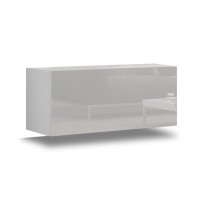 Ensemble de meubles de salon noir et blanc suspendus collection CEPTO 249cm, 8 portes, modulables. Milieu coloris blanc