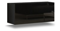 Ensemble de meubles de salon noir et blanc suspendus collection CEPTO 249cm, 8 portes, modulables. Milieu coloris blanc