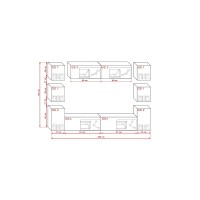 Ensemble de meubles de salon blanc suspendus collection CEPTO XIV. 256cm, 10 meubles, 10 portes, leds