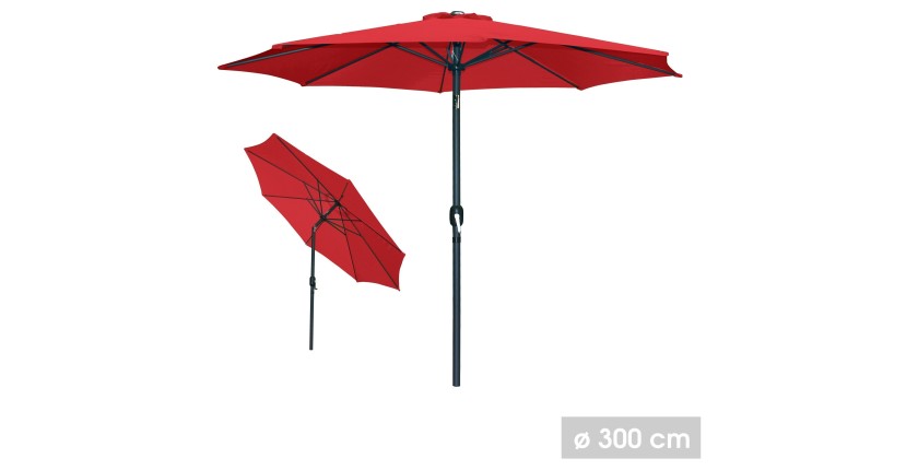 Parasol inclinable rond rouge diamètre 300cm