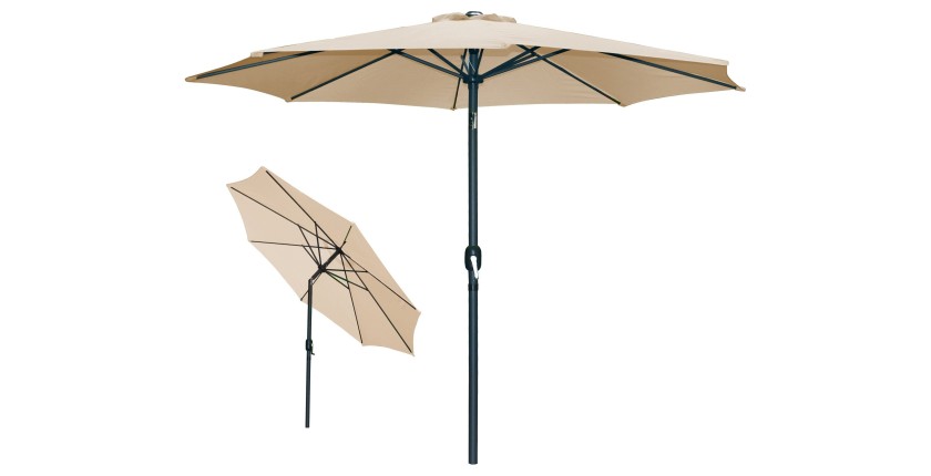 Parasol inclinable rond beige diamètre 300cm