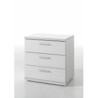 Table de chevet avec trois tiroirs collection OLGA Coloris blanc effet bois