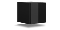 Ensemble de meubles de salon blanc et noir suspendus collection CEPTO. 256cm, 10 meubles, 10 portes, leds. Cube de couleur noir