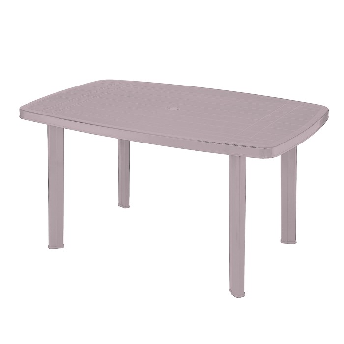 Table d'extérieur coloris taupe en PVC dimension 140x90cm