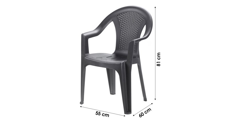 Chaise de jardin gris anthracite 55x60xH81cm