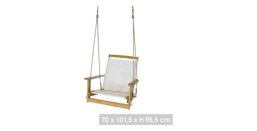 Fauteuil de jardin à suspendre en bois avec accoudoirs 70x102xH96cm