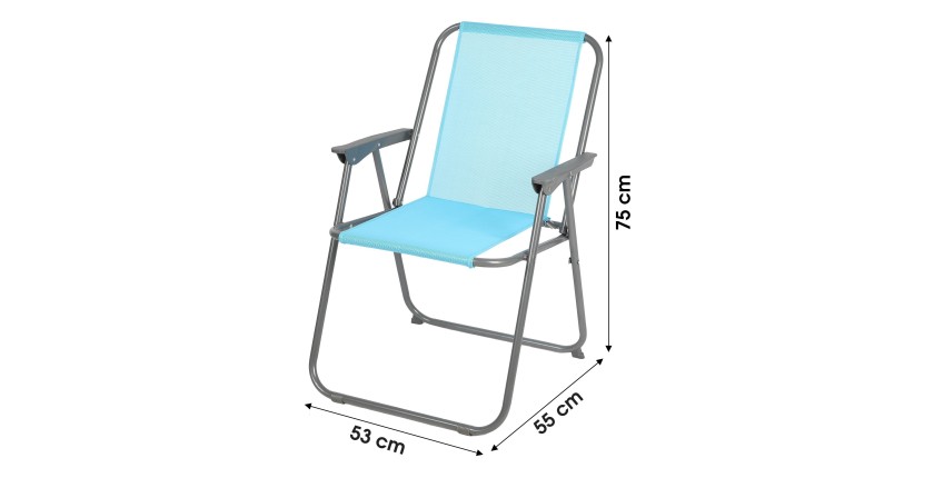 Fauteuil de jardin pliable en tissu bleu turquoise 53x55x75cm