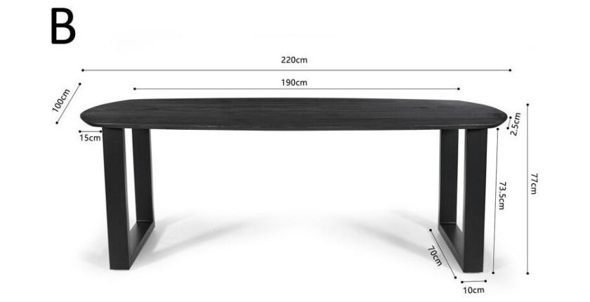 Table à manger FRANCHIA en bois massif exotique mangolia noir - L220cm