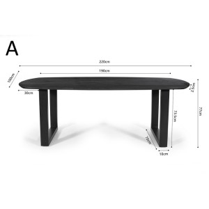 Table à manger FRANCHIA en bois massif exotique mangolia noir - L220cm