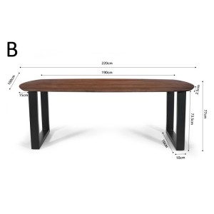 Table à manger FRANCHIA en bois massif exotique mangolia brun - L220cm