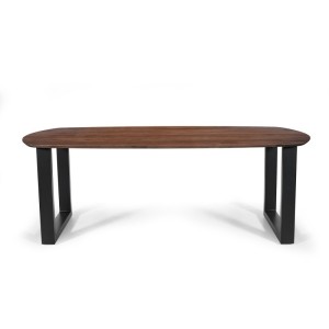 Table à manger FRANCHIA en bois massif exotique mangolia brun - L220cm