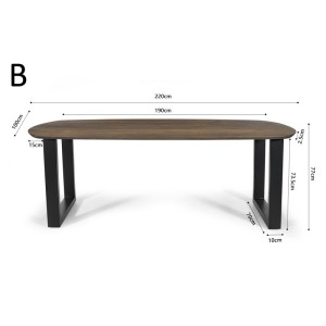 Table à manger FRANCHIA en bois massif exotique mangolia vieilli - L220cm