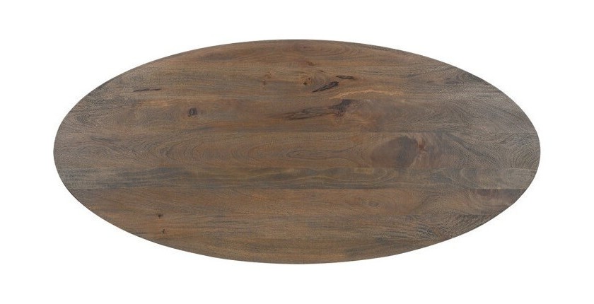 Table à manger FRANCHIA longueur 220cm en bois brut exotique mangolia vieilli