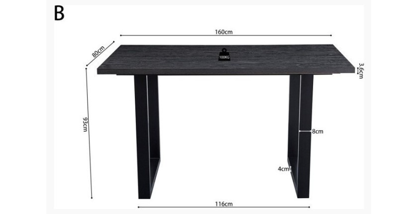 Table à manger EDWAR longueur 160cm en décor brun foncé, idéal pour une salle à manger conviviale