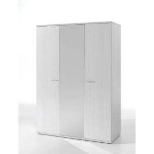 Chambre enfant, ado robuste collection OLGA, lit, armoire, bureau, commode et chevet, blanc effet bois