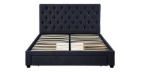 Lit coffre design coloris gris pour adulte collection INIT, 160x200cm, sommier inclus