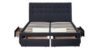 Lit avec 4 tiroirs design coloris gris pour adulte collection INIT, 160x200cm, sommier inclus