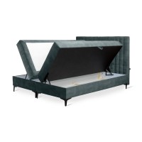 Lit boxspring a double coffre 160x200 coloris émeraude collection LONDON