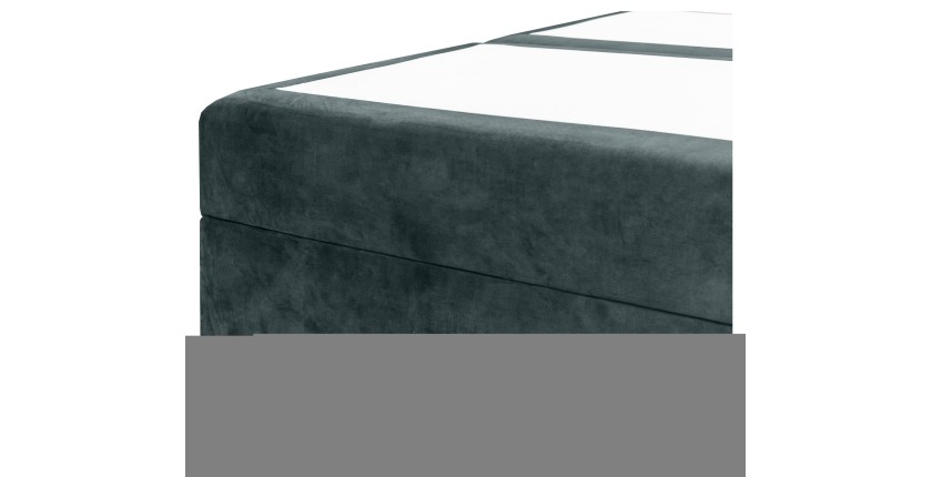 Lit boxspring 180x200 coloris émeraude avec double coffre - Collection LONDON